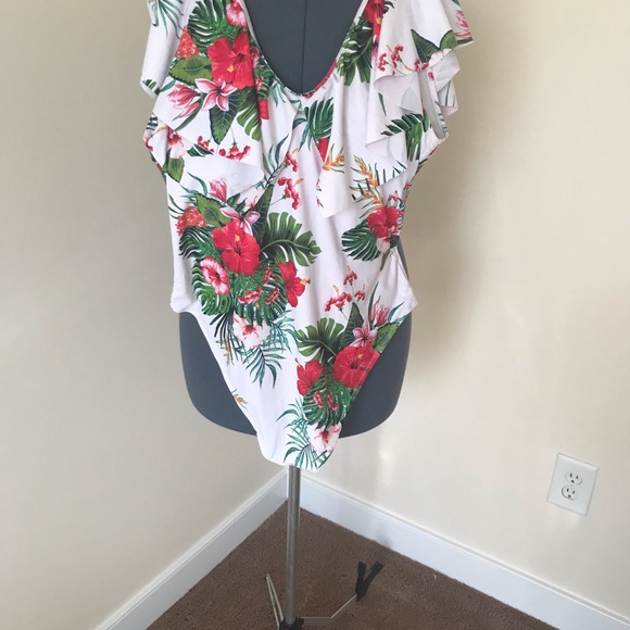 Flower one Piece Bathing Suit Size XL - Picture 3 of 4